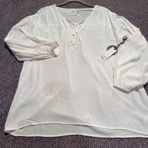 Amuse Society S Clear Skies White Embroidery Boho Beach Cover Up Top Peasant NWT